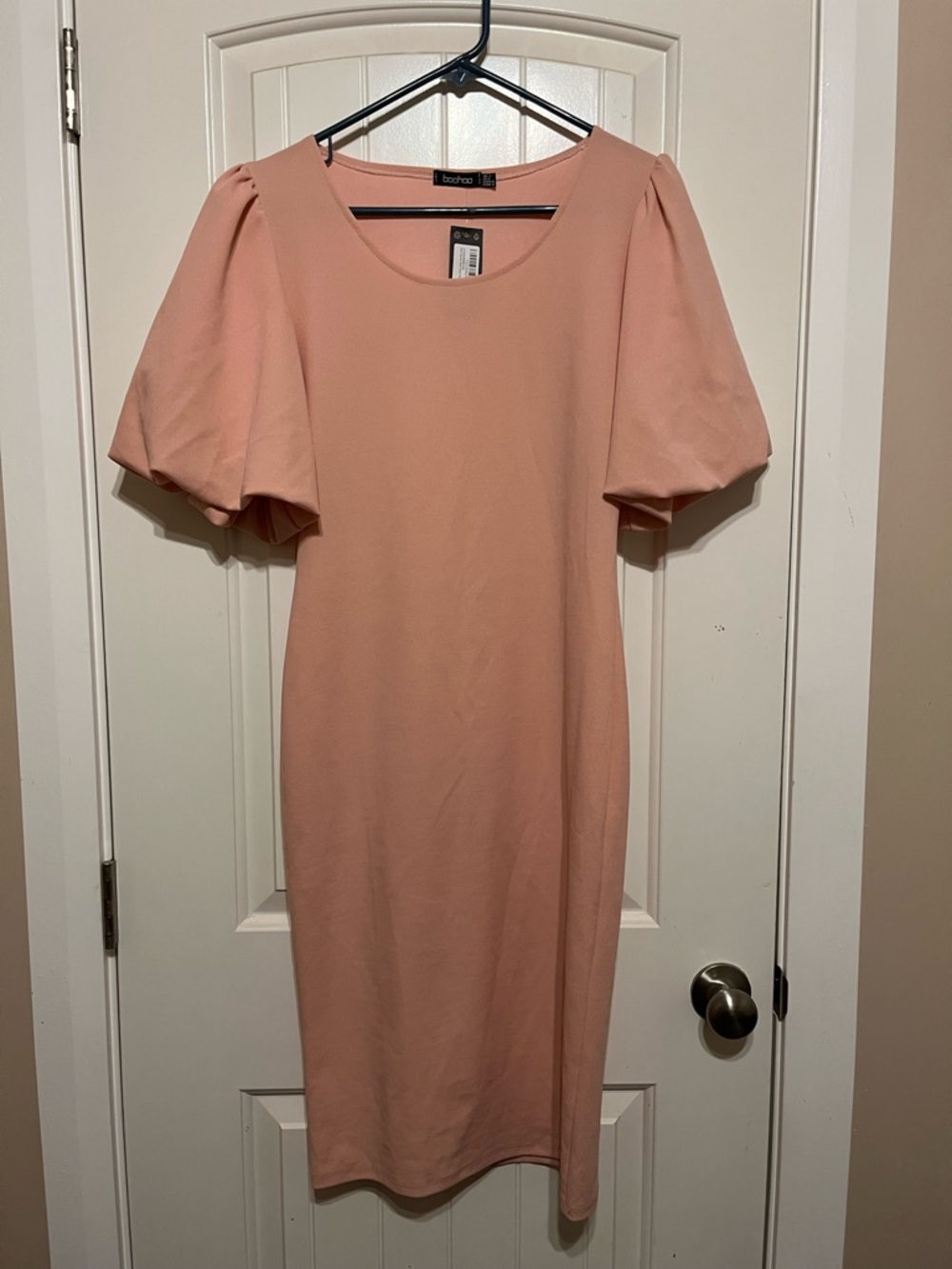Midi Dress with Puff Sleeves